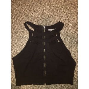 Cute black crop top with front design